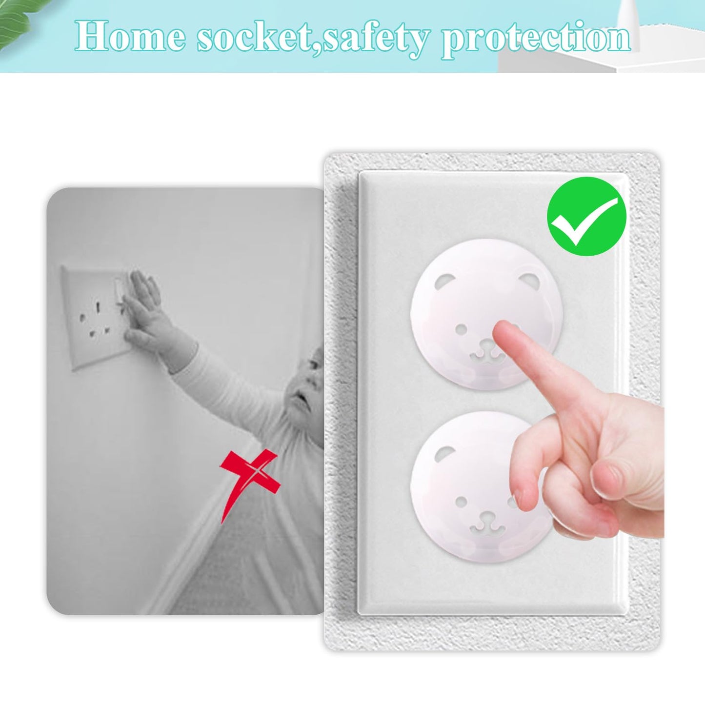 Fielect Outlet Plugs Covers Childproof EU Plug Protectors Electric Socket Cover Electrical Protector 2-Hole White 30Pcs