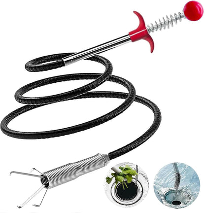 Drain Snake，116" Flexible Grabber Claw Tool Reacher Drain Snake Hair Drain Clog Remover for Toilet Sewer Shower Kitchen Bathroom Tub Clogged Drains Opener Cleaning Tool