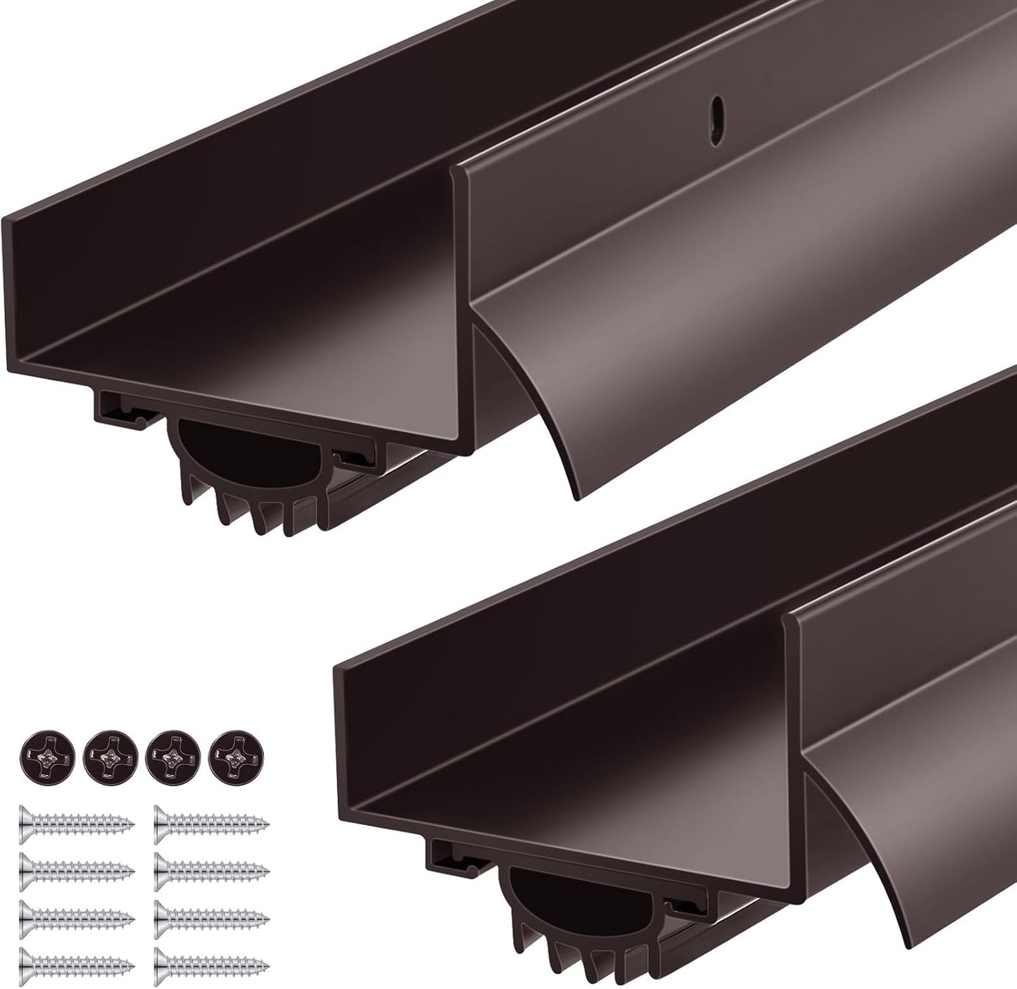 MorningRo 1 Pcs 1-3/4" x 36" U Shaped Aluminum Door Sweep for Bottom of Door with Drip Cap Screw-on Metal Weather Stripping Seal Draft Stopper Threshold for Exterior Front Doors (Black)
