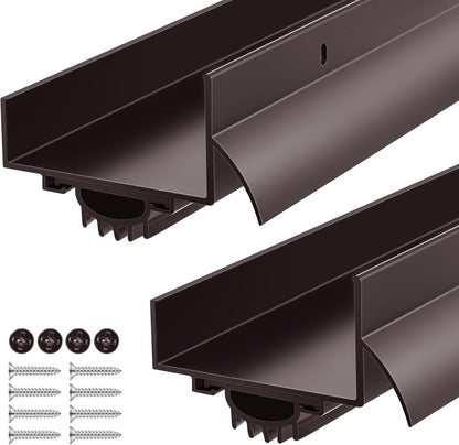 MorningRo 1 Pcs 1-3/4" x 36" U Shaped Aluminum Door Sweep for Bottom of Door with Drip Cap Screw-on Metal Weather Stripping Seal Draft Stopper Threshold for Exterior Front Doors (Black)
