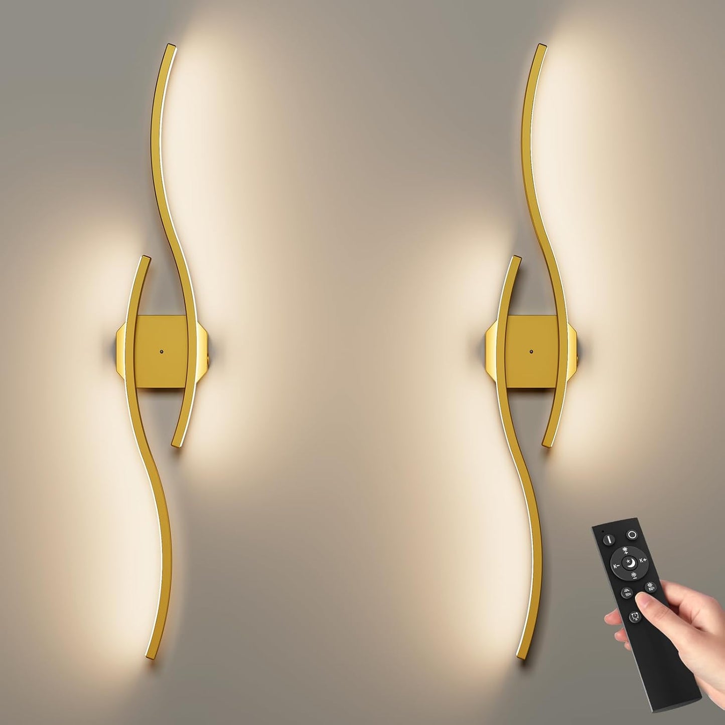 hunhun Battery Operated Wall Sconces Set of Two, Wireless Wall Sconce with Remote Control, Black Rechargeable Sconces 3000K-6500K, RGB Dimmable Wall Lights for Living Room, Hallway, Bedroom (2 Pack)