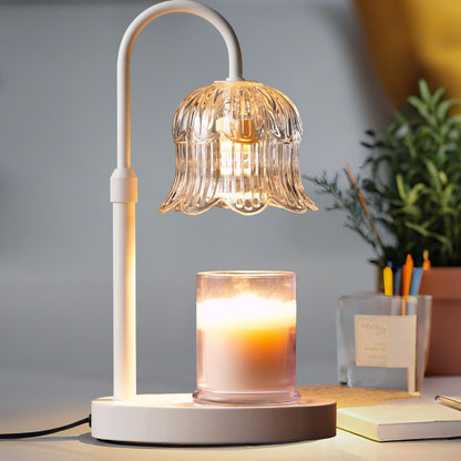 CRMILL Candle Warmer Lamp with Timer: Adjustable Dimmable Height Adjustable Warming - Flower Shape Wax Lamp Jar Candles No Flame Modern Home Decor Table Lights - Home Living Bedroom