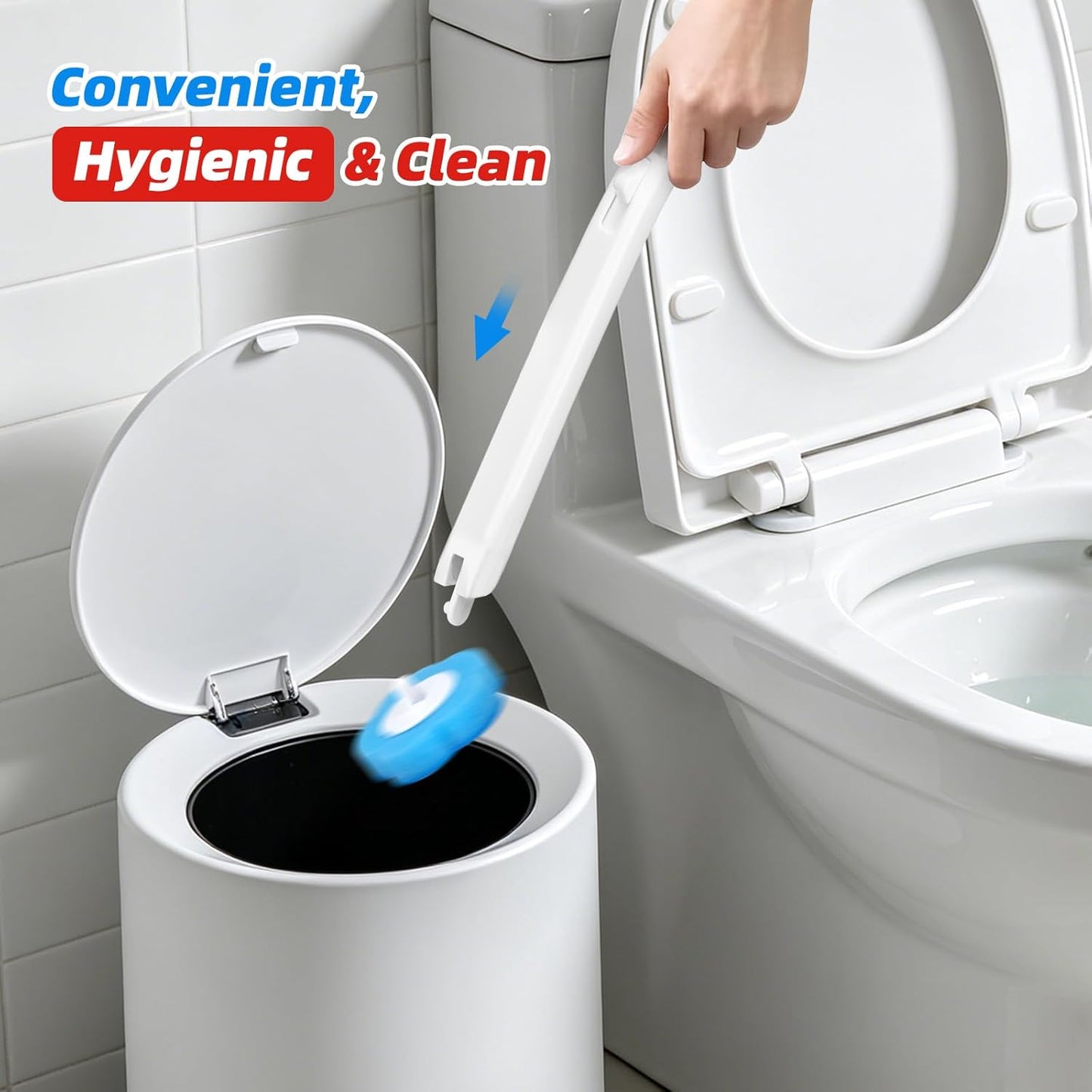 Disposable Toilet Brush with 48 Refills, Toilet Brushes and Holders, Wall Mounted Toilet Bowl Cleaner Wand for Bathroom Maintenance