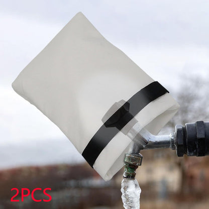2Pcs Outdoor Faucet Covers Tap Cover Winter Freeze Protection Antifreeze Reusable Hose Bib Spigot Cover for Lawn Wall, White