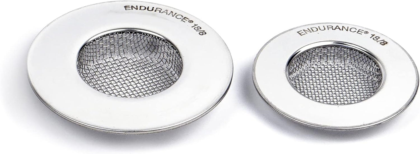 RSVP International Endurance® Stainless Steel Large Sink Strainer, 4.5" | Traps Food Scraps | Polished Finish with Precision Pierced Holes | Dishwasher Safe