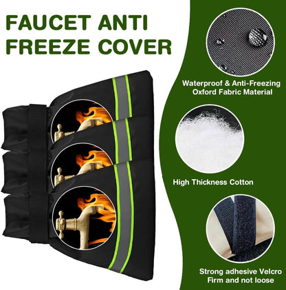 Outdoor Faucet Covers for Winter 2/4Pack - 8.3" x 5.9" Insulated Freeze Protection Spigot Covers, Waterproof Hose Bib Cover for Winterizing Outdoor Pipes, Universal Fit Faucet Protector (2PC-Black)