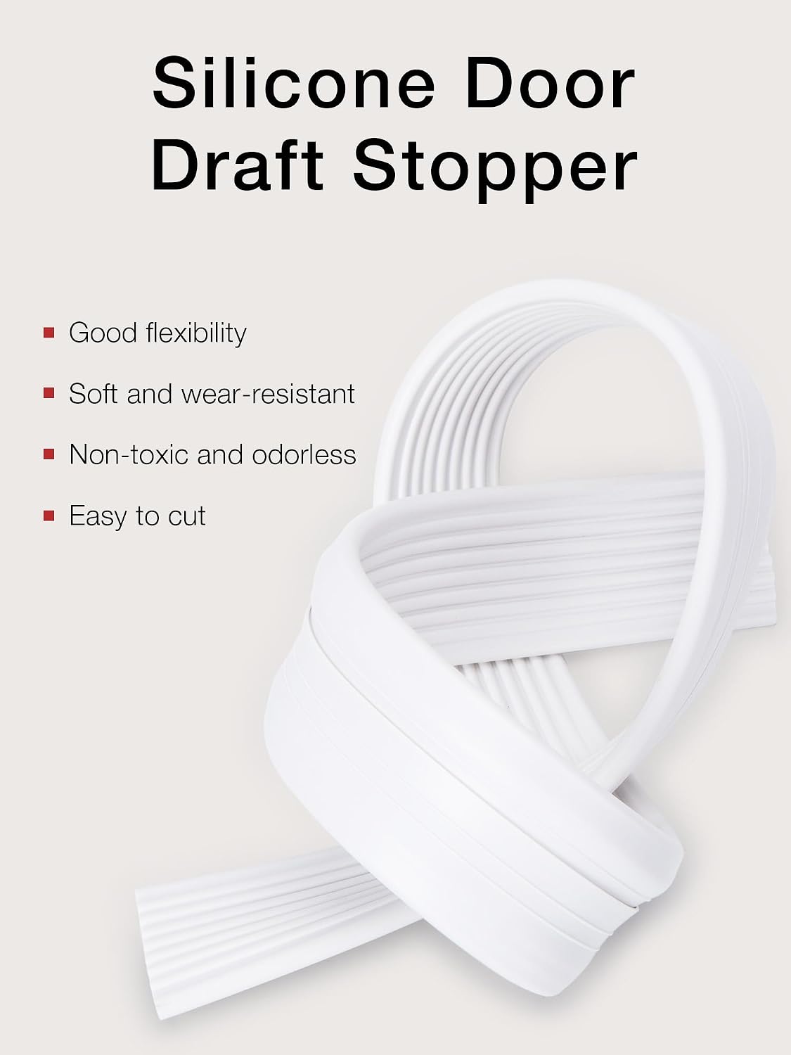 SUNMON Silicone Door Draft Stopper, 39in Upgraded Door Slide-On Under Door Seal Blocker, Under Door Sweep Weather Stripping（3.25FT Black）