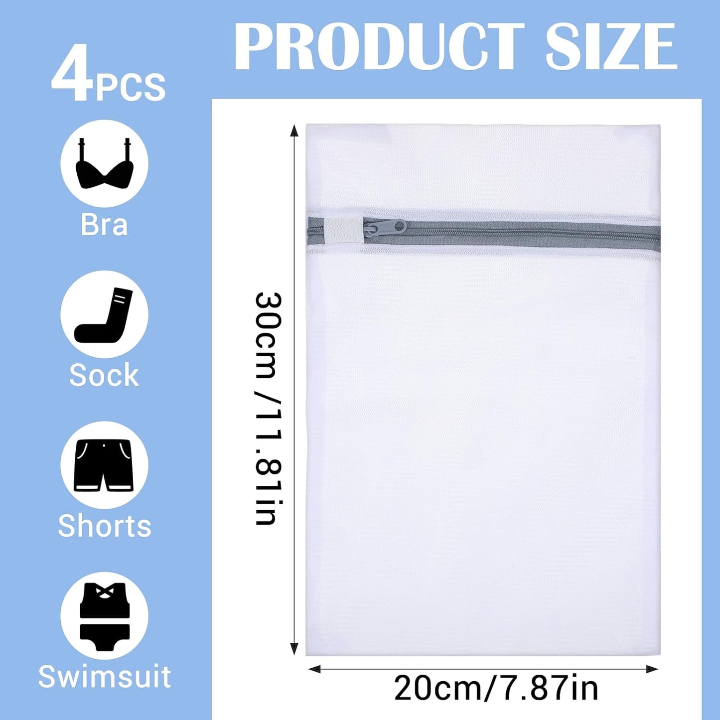 Ouligay 4 Pack Small Mesh Laundry Bags for Delicates 8x12 Inch Mini Lingerie Bags for Washing Delicates Small Bra Washing Bag for Delicate, Lingerie, Bra, Socks, Intimates and Underwear 20x30cm