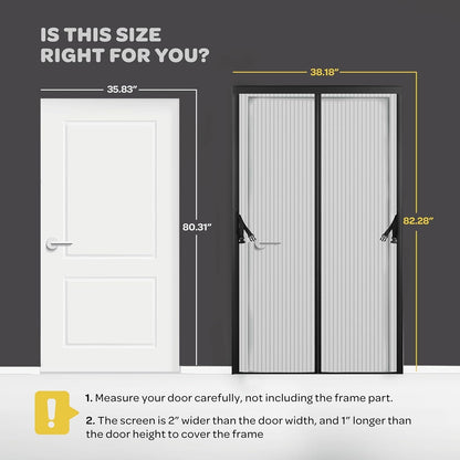 Hands-Free Magnetic Screen Door, [2 Pack] Heavy Duty, Self Sealing Screen Door Mesh Protector, Pet/Kid-Friendly, Stay-Open Buckle, Keeps Bugs Out While Letting Nature in, Fits Door (39.4" x 82.7")