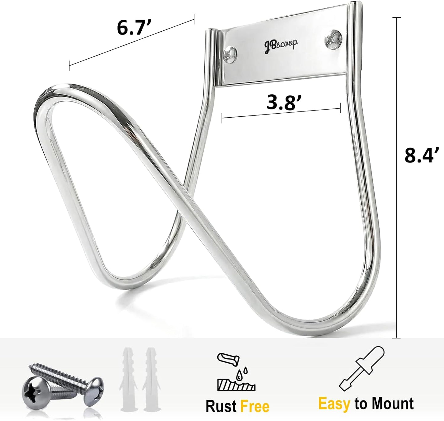 JBscoop Garden Hose Holder Stainless Steel Small Wall Mount Garden Hose Hook, Ideal for Water, Air, Hydraulic Hose, Ropes, Extension Cords Heavy Duty & Rust Proof, Size:6.3x7x6.3 Set of 1