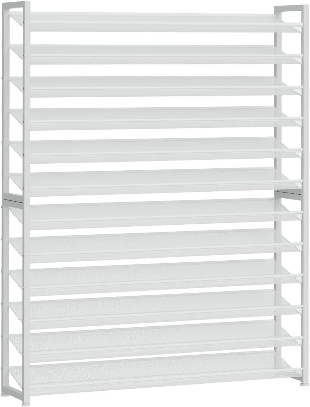 Large Shoe Rack 8 Tier Shoe Organizer, Heavy Duty Metal 4-Tier Stackable Shoe Storage Vertical Shoe Rack for Closet Front Door Entrance, Up to 50 Pairs, 44.8" W x 11.4" D x 56.7" H, Black