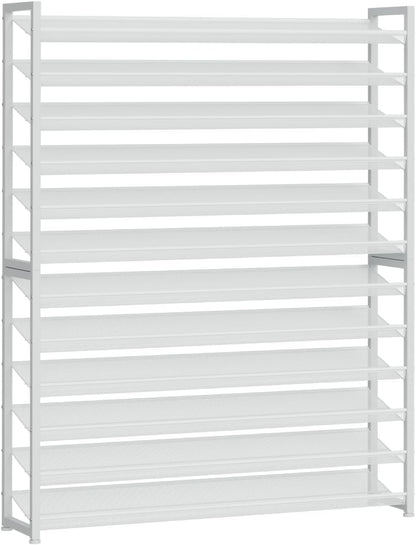 Large Shoe Rack 8 Tier Shoe Organizer, Heavy Duty Metal 4-Tier Stackable Shoe Storage Vertical Shoe Rack for Closet Front Door Entrance, Up to 50 Pairs, 44.8" W x 11.4" D x 56.7" H, Black
