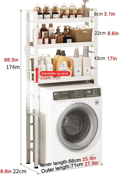 Toilet/Washing Machine Storage Rack,Over Washer And Dryer Shelves,Storage Rack Over Washing Machine Storage Unit,Laundry Room Storage And Organizer Standing Shelf,For Laundry Room Bathroom(White,59.8i