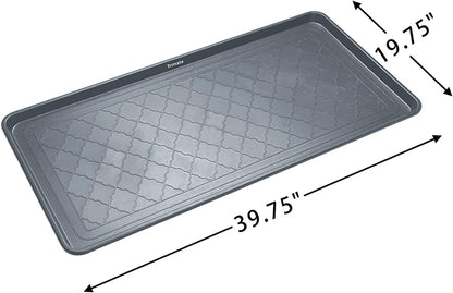 Extra Large All-Weather Boot Tray 40x20 in, Waterproof Shoe Mat with 1.25 in Raised Edge, Recycled Polypropylene Floor Protector for Entryway and Mudroom, Black