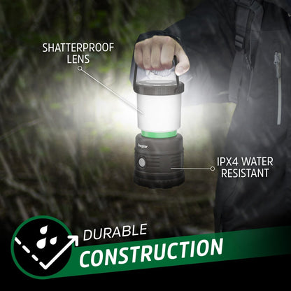 Energizer S-500 Hybrid Power Camping Lantern, Solar, Rechargeable, or AA Battery Powered, IPX4 Water Resistant Bright LED Lantern
