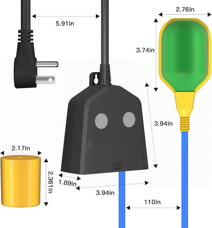 Sump Pump Alarm, High/Low Water Level Alarm with 120dB Alarm, Built-in Backup Battery, IPX4 Waterproof, with 10ft Float Switch for Basement Sump, Water Tank, Septic Tank