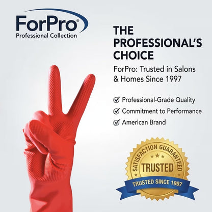 ForPro Natural Rubber Gloves, 6 Pairs Reusable Multi-Purpose Household Cleaning Gloves with Soft Inner Lining, Waterproof & Chemical-Resistant, Wild Cherry, Small