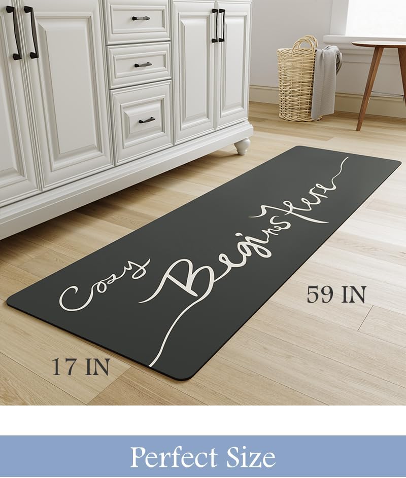 MontVoo-Bath Mat-Bathroom Mat Rug Non Slip Super Absorbent Stain Resistant Quick Dry Thin Bath Rug-Bath Mats for Bathroom Floor Bathtub Vanity-Bathmat Bath Rug Easy Care-17"x27" Grey