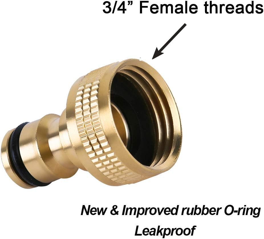 HQMPC Garden Hose Quick Connect Solid Brass Quick Connector Garden Hose Fitting Water Hose Connectors 3/4 inch GHT