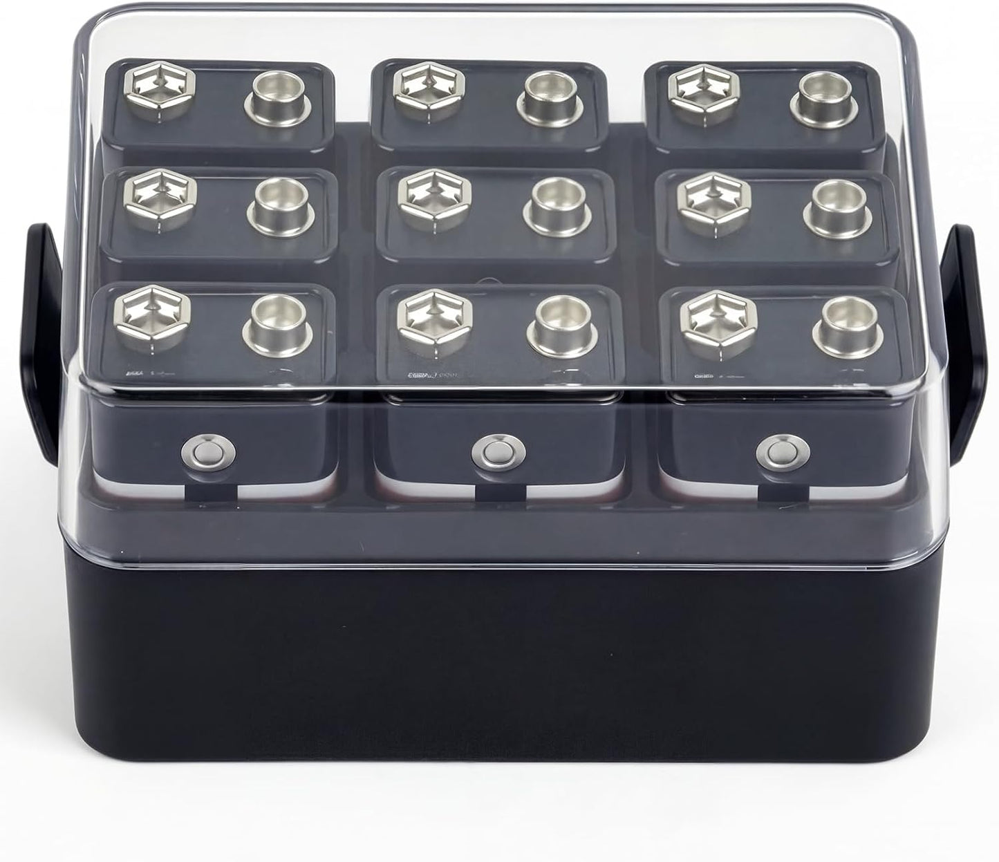 ALCYON Battery Organizer Storage Case, Battery Vault Box Container for 48pcs AA Batteries, Plastic Clear Protective Battery Holder for Travelling/Home/Office (Black, Large)