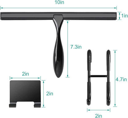 Shower Squeegee for Glass Doors,14-Inch Shower Glass Squeegee, Sliver Shower Squeegee for Shower Doors,Mirror,Windows, with Shower Door Hook and Adhesive Hook