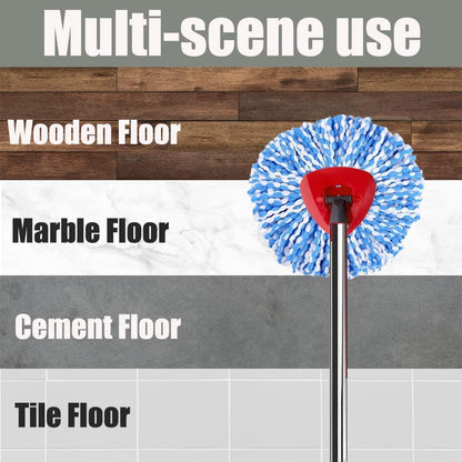 ANREKEYH Spin Mop Head, Base, Handle Replacement for O-Ceda EasyWring Microfiber Spin Mops, 2 Microfiber Mop Refills, 1 Triangle Head Cover and 30-58in Handle Set Combo (White(1 Tank System))