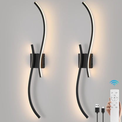 CANEOE Battery Operated Wall Sconce Set of 2, 18000mAh Gold Rechargeable Wall Lights with Remote Control,3000K-6000K Dimmable LED Wireless Wall Light for Living Room Bedroom Hallway,39.3 Inch (Gold)