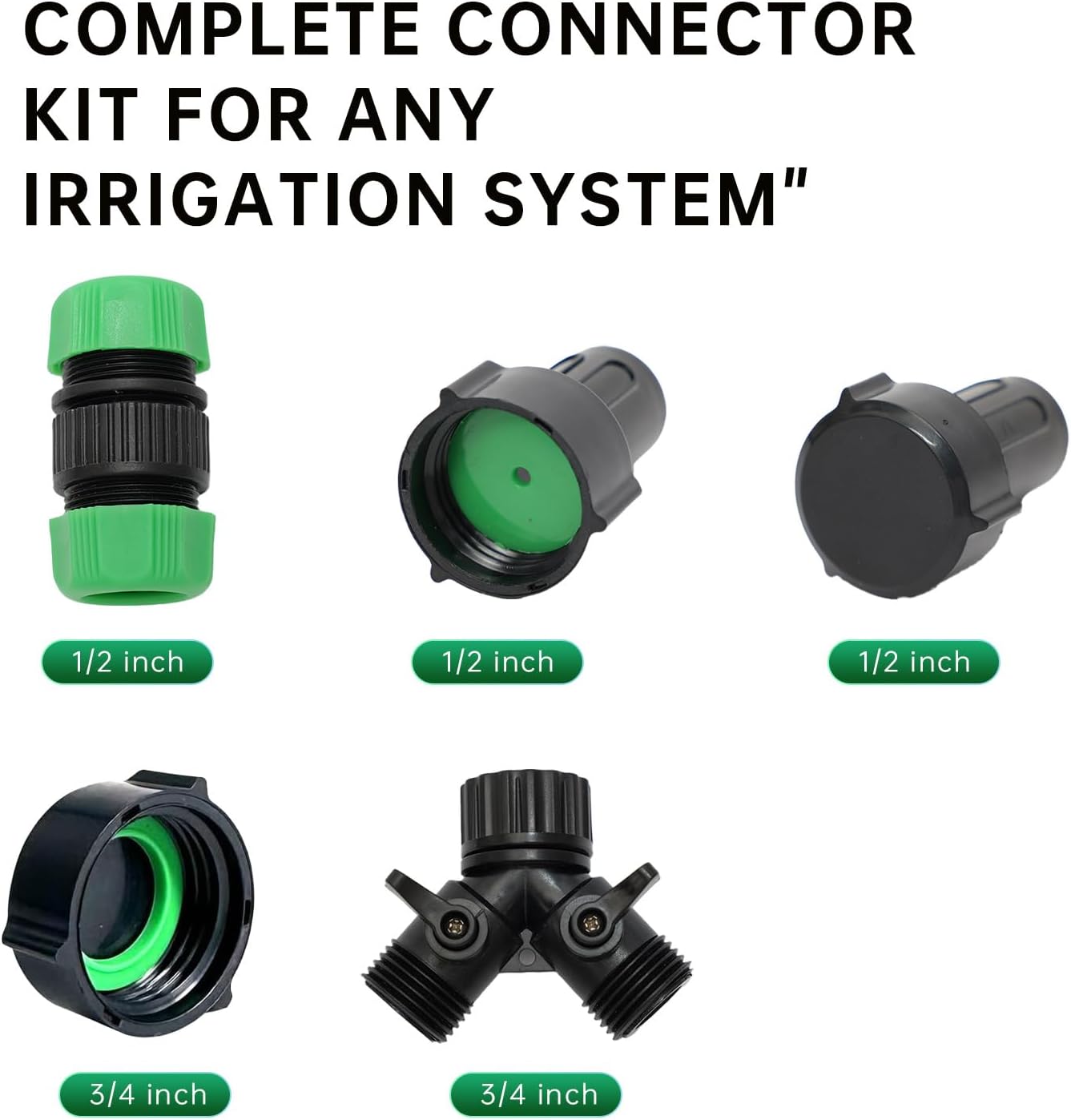 Cuckoo Hose Splitter 2 Way 1/2"Soaker Hose Repair Fittings Kit Irrigation System Connectors Set Adapter 2Pack(Hose Y Splitter)