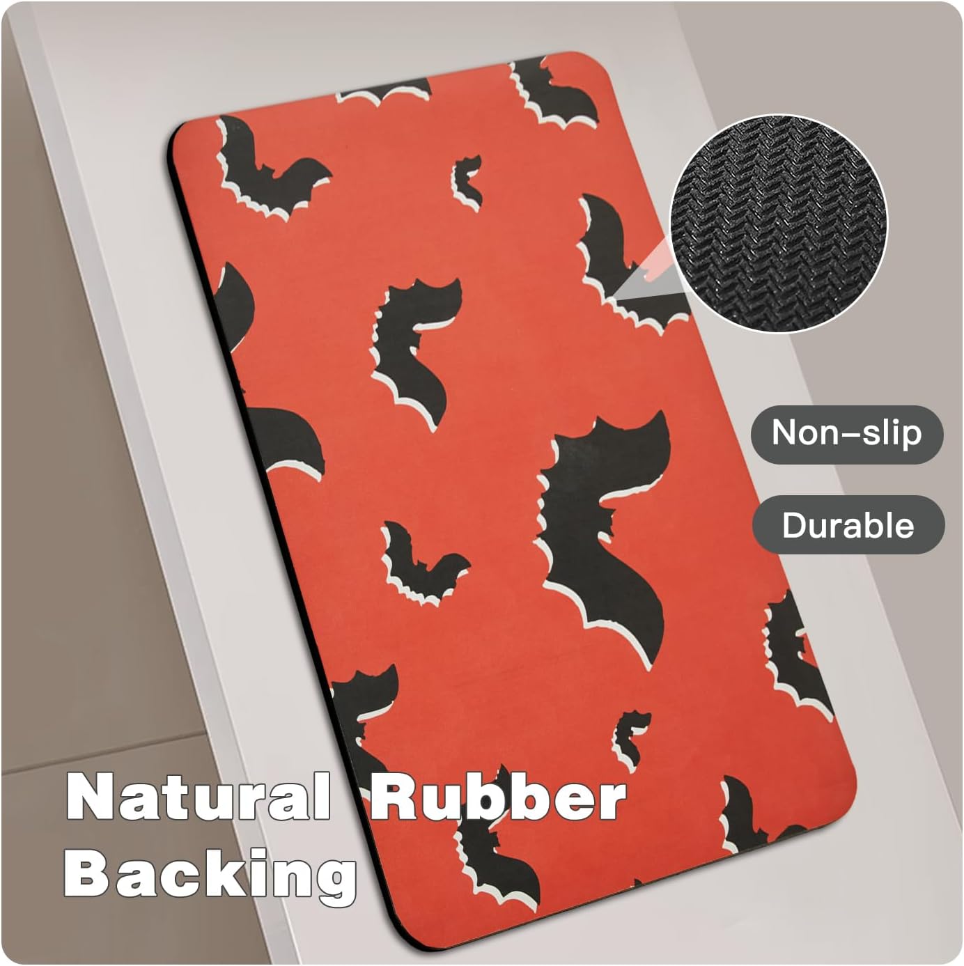 TYUU Bath Mat, Bathroom Rugs Non Slip Washable Thin Absorbent Quick Dry Bath Mat Fits Under Door Bathroom Floor Mat Perfect for Bath, Shower, or Sink 16"x24" Dark Grey