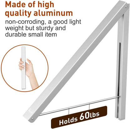 Drying Rack Wall Mounted Clothes Hanger Folding Wall Coat Racks Aluminum Home Storage Organiser Space Savers