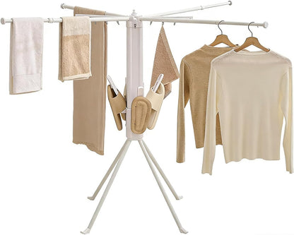 JOOM Tripod Clothes Drying Rack, Garment Rack Portable and Foldable Space Saving Laundry Drying Rack - Drying Rack Clothing Floor Folding Balcony Bedroom Household Wooden