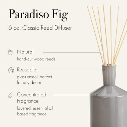 LAFCO New York Classic Reed Diffuser, Sea & Dune - 6 oz - Up to 3 Months Fragrance Life - Reusable Glass Vessel - Natural Wood Reeds - Made in The USA