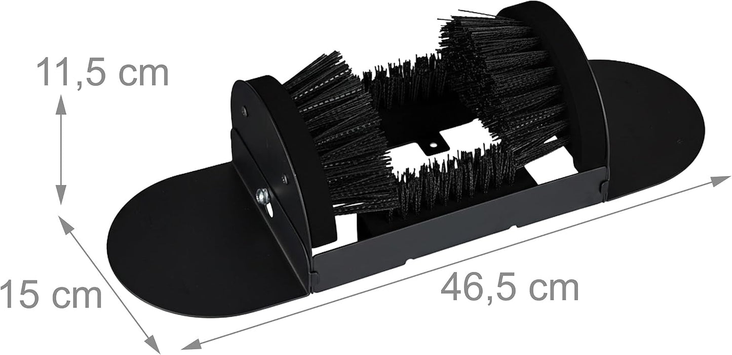 Relaxdays Shoe Scraper with All-Round Brushes, Outdoor Doormat, Heavy Duty Bristles, Floor Mounting, Black