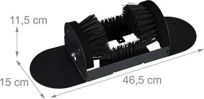 Relaxdays Shoe Scraper with All-Round Brushes, Outdoor Doormat, Heavy Duty Bristles, Floor Mounting, Black