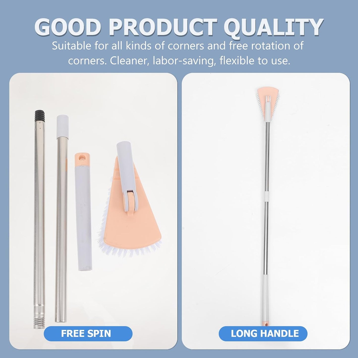 Bathroom Cleaning Brush with Long Handle Stiff Bristles Floor Cleaner Scrub Brush for Tile and Tub in Light Pink for Home Cleaning