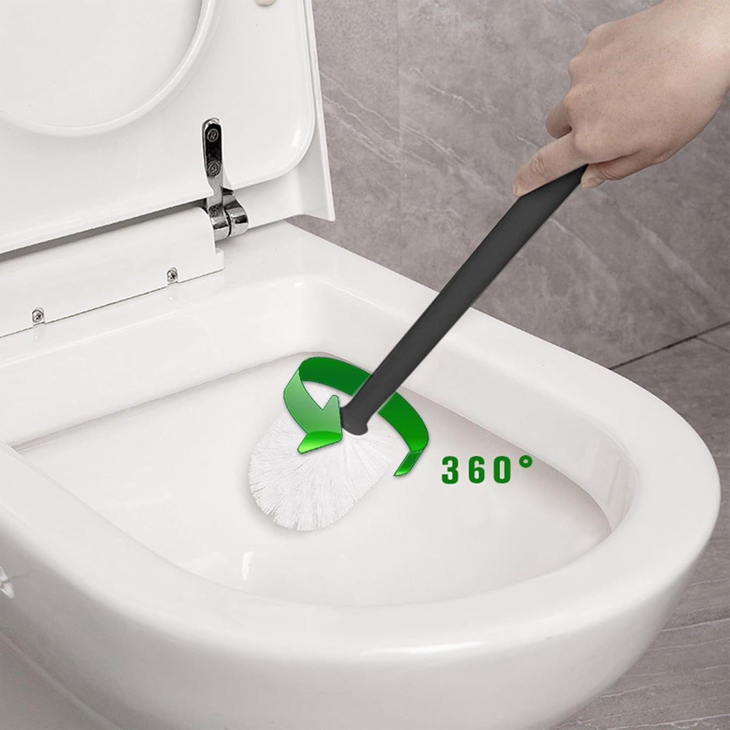 Toilet Brush and Holder Set Toilet Bowl Brush and Holder for Deep Cleaning Under Rim, Durable Bristles, Toilets Cleaner Cleaning Brushs Bathroom Accessories Cleaning Tools, Black, White