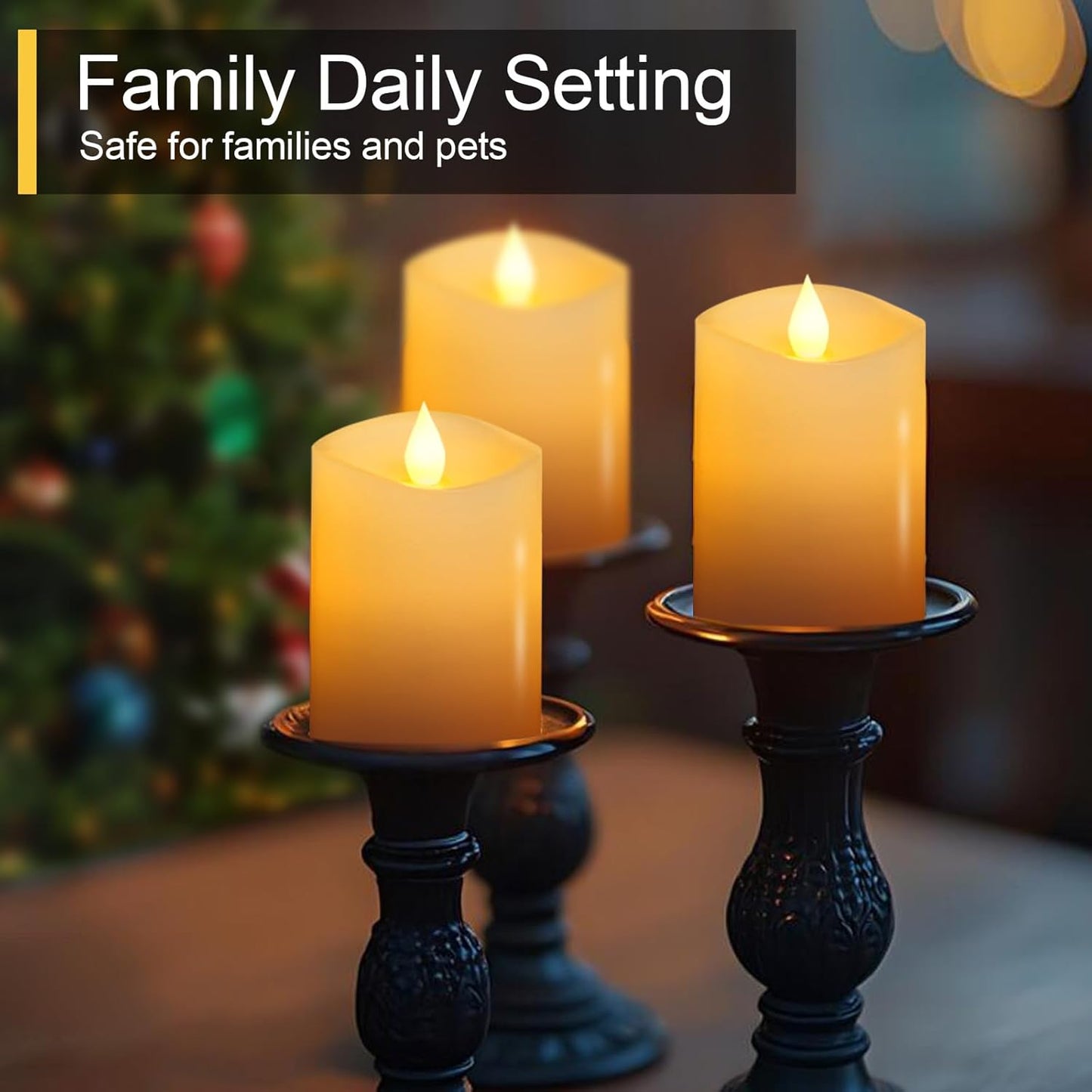 3x3 Flameless Candles with Remote Set of 2, 3 inch Battery Candles Flickering with Timer, LED Pillar Candle for Indoor/Outdoor, White