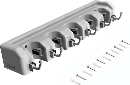Wall Organizer with Adjustable Slots and Hooks - Wall-Mounted Tool and Broom Holder - Organization and Storage for the Kitchen and Garage by Stalwart