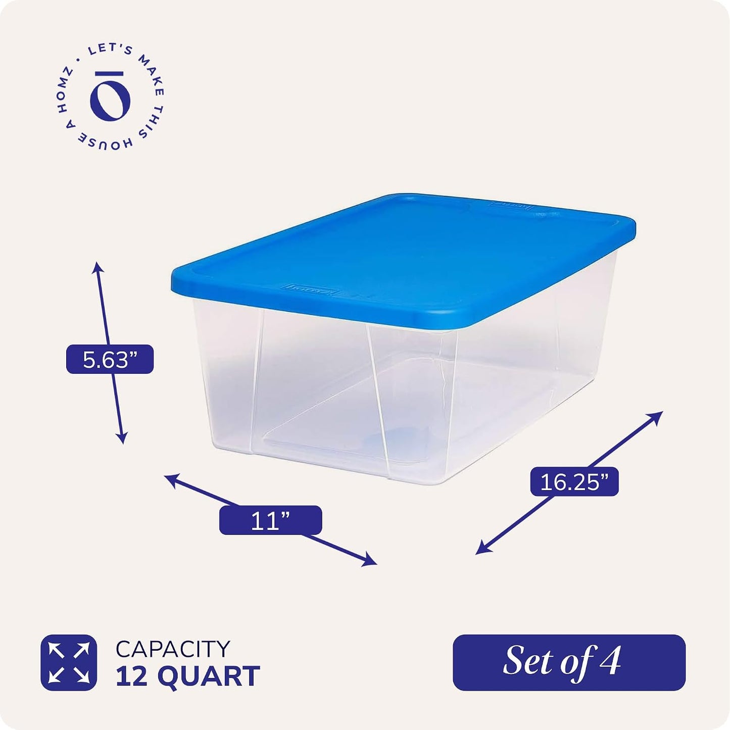 HOMZ 2-Pack Snaplock, Small Clear Plastic Storage Organizer Bins w/ Lids, 28 Quart, Gray - Stackable Container Boxes for Bedroom, Bathroom, Garage, and Office Organization