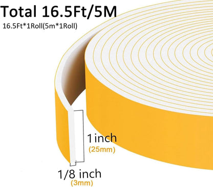 Upgraded Strong Adhesive Foam Weather Stripping Door Seal Insulation Tape for Insulating Door,Window, Air Conditioner Noise-Reduction Self Adhesive Sealing Weatherstrip (1 in x 1/2 in x 10 Ft) - Colors A