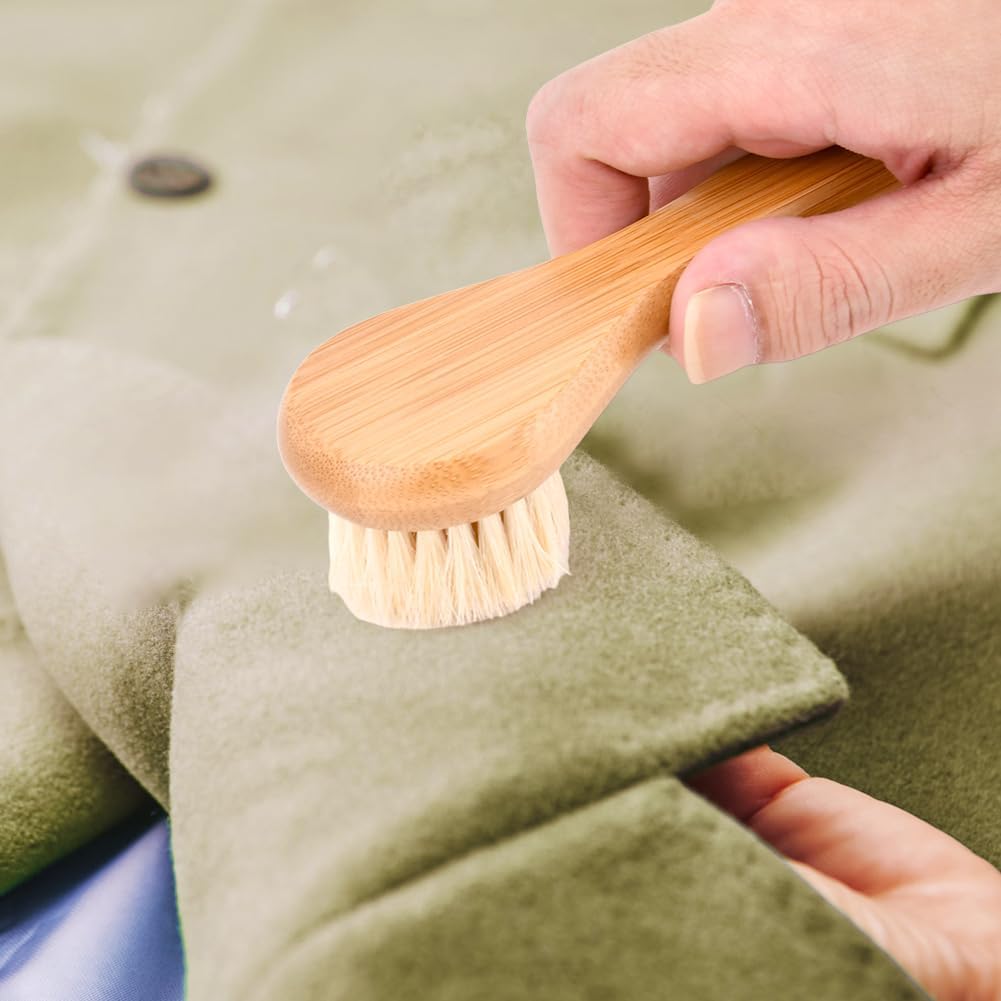 Natural Boar Bristle Laundry Stain Brush, Dorm Room Essential for College Students, Gentle on Fabrics & Tough on Stains, Safe for Clothes Without Damage