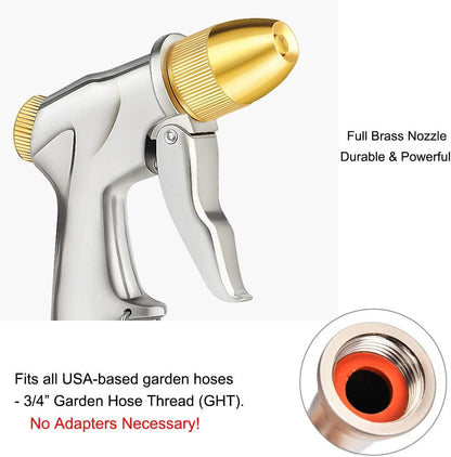 FANHAO Garden Hose Nozzle Heavy Duty Metal Spray Nozzle with Thumb Control, High Pressure Water Nozzle with 8 Adjustable Spray Patterns for Watering Plants, Washing Cars and Showering Pets