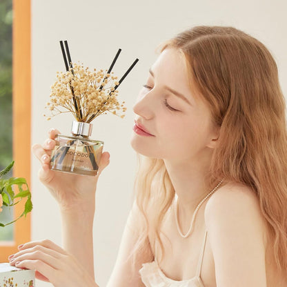 COCODOR Flower Reed Diffuser Set / 6.7oz / White Jasmine/Scent Diffuser with Sticks Home Fragrance Reed Diffuser for Bathroom Shelf Decor
