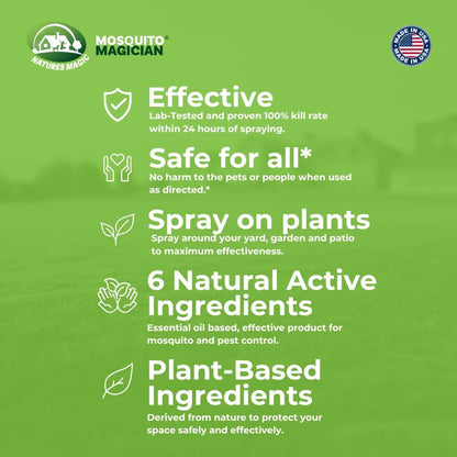 Mosquito Magician Ready-to-Use Mosquito Yard Spray 2 Gal (original scent) – Kills Mosquitoes, Fleas & Fire Ants, Repels & Prevents Ticks – Essential Oil Formula for Sprayers, Foggers & Misting Systems
