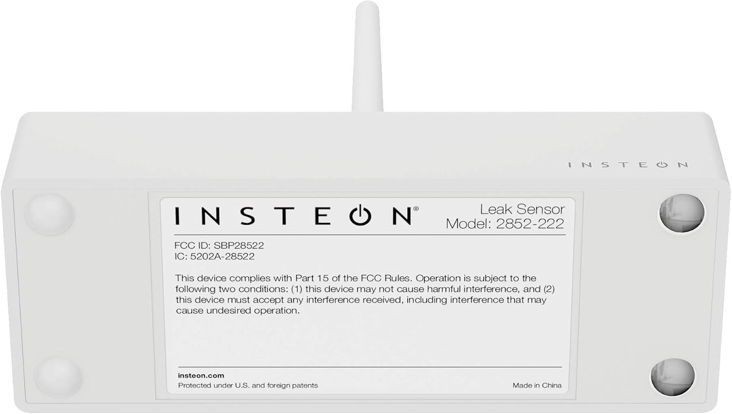 Insteon Water Leak Detector, Wireless Water Alarm Sensor for Basement, Under Sink, Washing Machine & Water Heater Monitoring, Hub Required, 2852-222