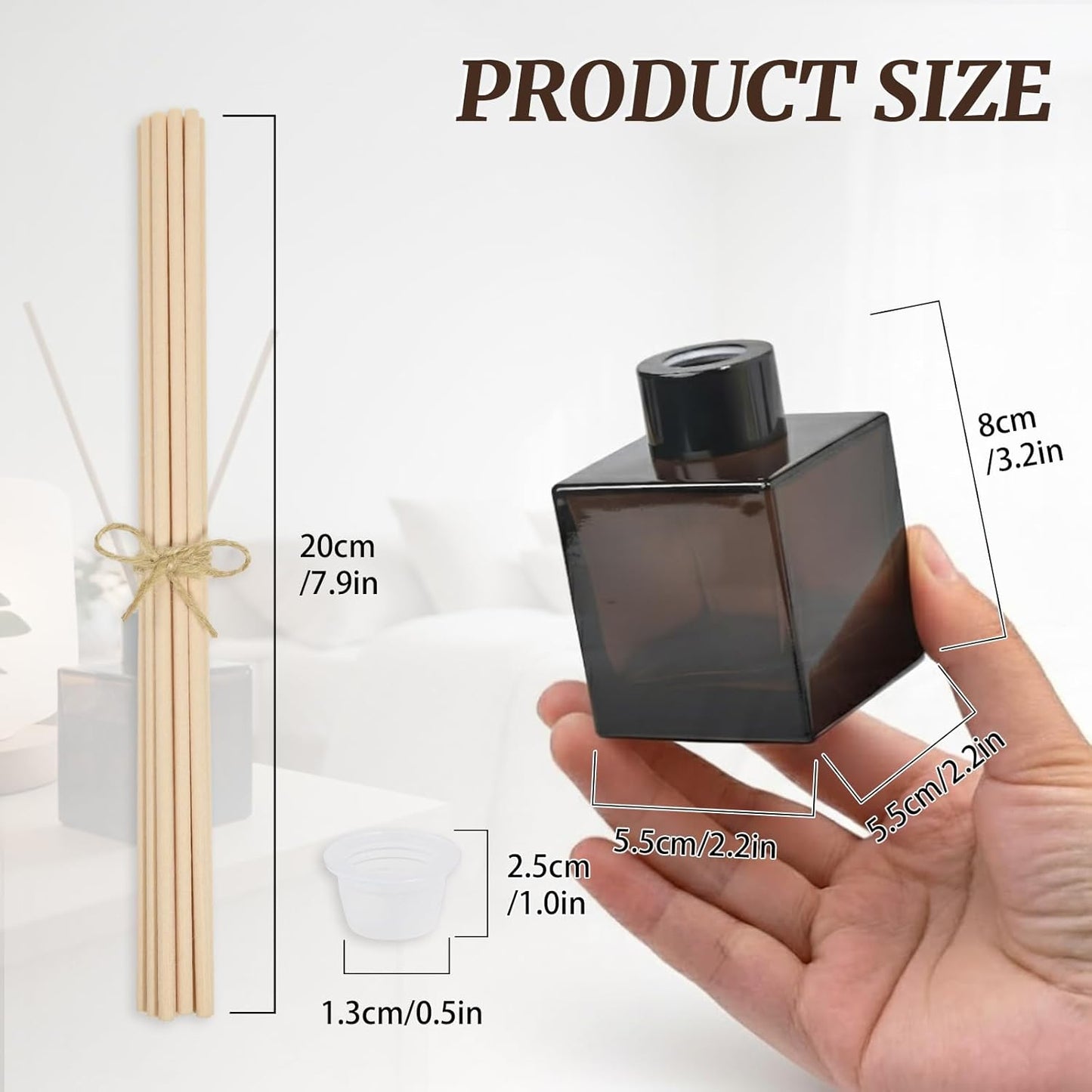 100ml 4pcs Reed Diffuser Bottles,Fragrance Diffuser Empty Bottle with 20pcs Reed Sticks for Home Fragrance Accessories and Women Gift Room,Home,Bathroom Decor