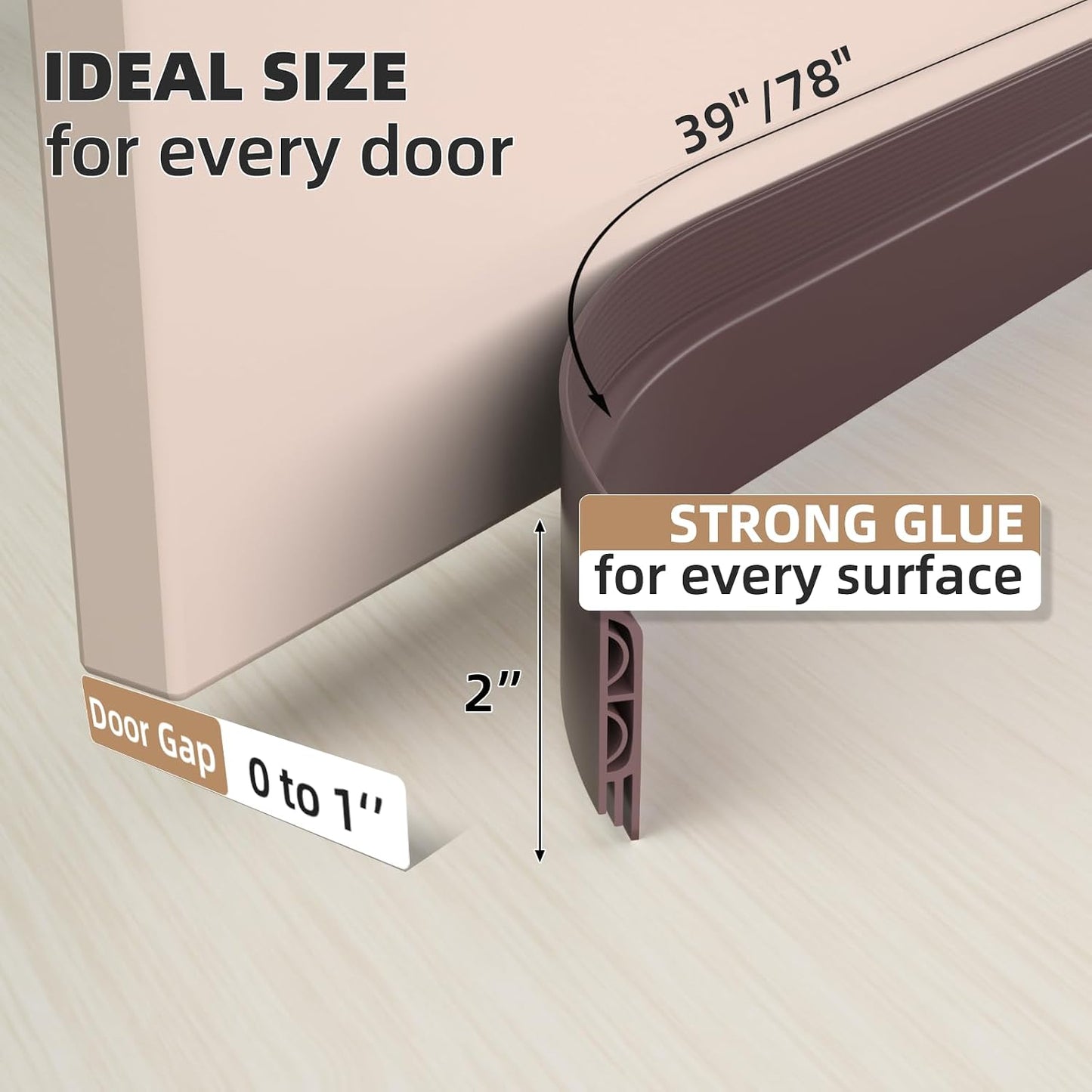 KNEELISA 39" Black Under Door Draft Stopper Exterior,Bottom Door Sweep Sound Proofing,Soundproofing Noise Blocker,Gap Filler Soundproof Seal Strip