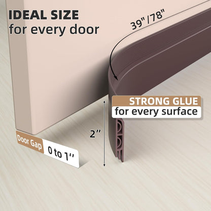 KNEELISA 39" Black Under Door Draft Stopper Exterior,Bottom Door Sweep Sound Proofing,Soundproofing Noise Blocker,Gap Filler Soundproof Seal Strip