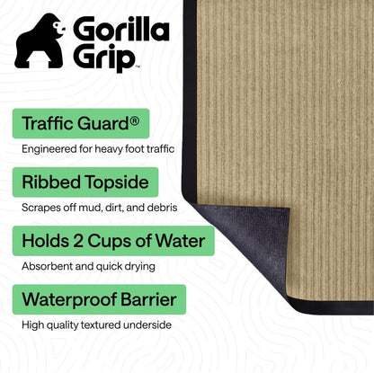 GORILLA GRIP Waterproof Traffic Guard Door Mat, Heavy Duty Entryway Mats, Strong Backing Commercial Utility Rugs for Office Hallway, Garage Floor and Home, Low Profile Carpet Runner, 29x17, Black