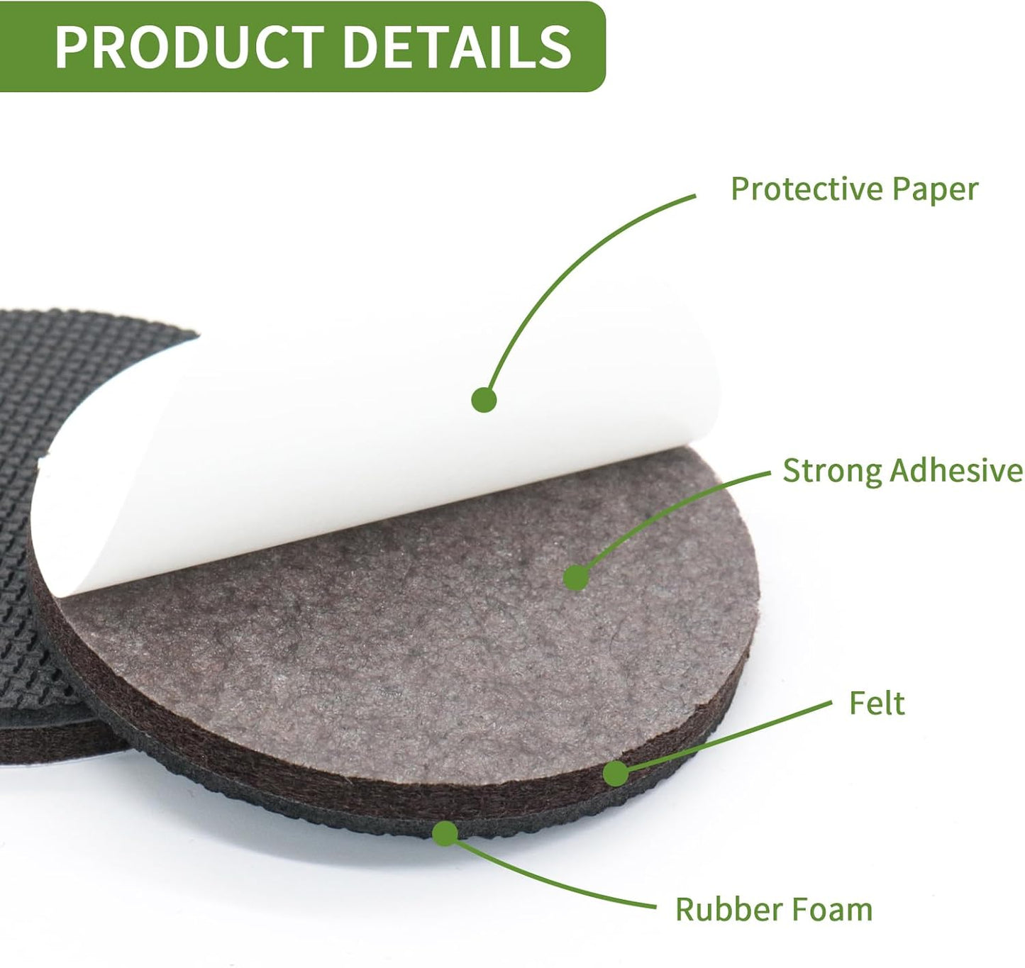 Non Slip Furniture Pads 36 PCS 1'' Square - Anti Slip Furniture Pads - Self Adhesive Rubber Feet Furniture Feet - Chair Leg Floor Protectors - Keep Furniture in Place